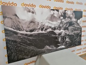 Quadro su tela – Paesaggio montano maestoso in bianco e nero