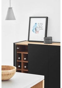 Cassettiera alta nera effetto rovere95x120 cm Arista - Teulat