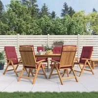 Sedie da Giardino Reclinabili con Cuscini 6 pz in Legno di Teak 3196502