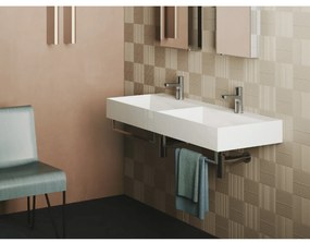 Lavabo D'Appoggio/Sospeso 122x40 Cm Azzurra Ceramica "Elegance Squared" Bianco Lucido