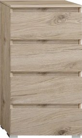 Cassettiera moderna in legno 4 cassetti 61x101h Quercia