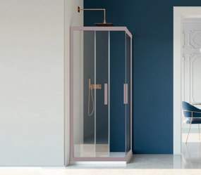 Box Doccia colorato Cristallo 6mm trasparente apertura angolare reversibile colore lavanda