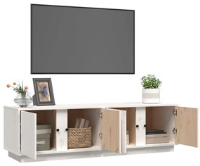 Mobile porta tv bianco 140x40x40 cm in legno massello di pino