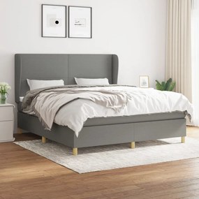 Giroletto A Molle Con Materasso Grigio Scuro 160x200 Cm Tessuto /