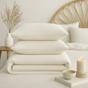 Set copripiumino e federa bianco in cotone renforcé per letto singolo 140x200 cm Waffle Striped – Mila Home Luxury