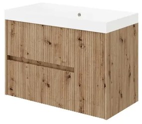 Mobile sottolavabo e lavabo Portofino rovere oro in mdf L 80 cm, 1 anta 2 cassetti