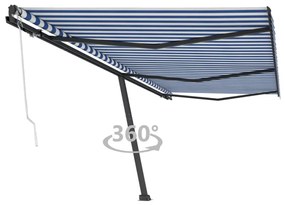 Tenda Da Sole Autoportante Automatica 600x300 Cm Blu Bianca /