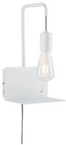 Paulmann 79812 - 1xE27/40W Lampada da parete con mensola e porta USB CALVANI 230V bianca
