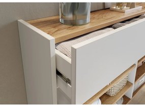 Scarpiera da appendere bianca con cassetti effetto rovere Ameca - Germania