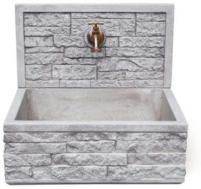 Lavello In Pietra Ricostruita Da Giardino Con Frontale 45x35x40,5 Q-Meseta Grigio KAM