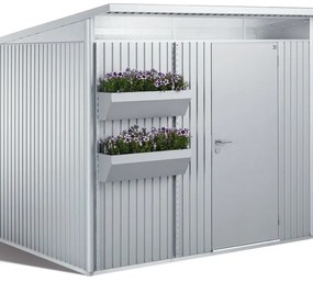 Casetta da giardino BIOHORT Avantgarde A5 in acciaio grigio chiaro con porta battente semplice, superficie interna 4.3 m² e spessore parete 0.5 mm