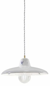 Lampadario Classico Como Ceramica Bianco Decorato Filo Blu 1 Luce E27