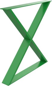 Gamba per mobili a X STEELMI Cross in acciaio verde lucido L 78 x P 8 x H 71 cm