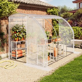 TOOLPORT Serra tunnel addossata 2x3m, telo in PE, bianco - (9032)