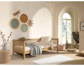 Letto per bambini in legno di quercia in colore naturale con letto estraibile e contenitore 90x200 cm Forrest - Vipack