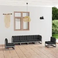 Set Divani da Giardino 6 pz con Cuscini Legno Massello Pino cod mxl 50811