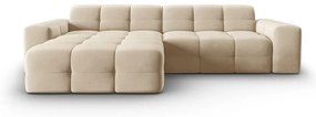 Divano angolare in velluto beige (angolo sinistro) Kendal - Micadoni Home