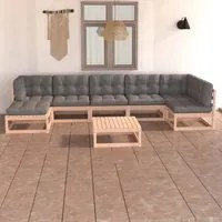 Set Divani da Giardino 8 pz con Cuscini Legno Massello di Pino cod mxl 44172