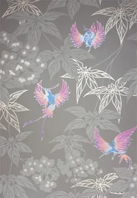Osborne & Little Carta da parati Grove Garden - Chocolate/ Lilac-blue