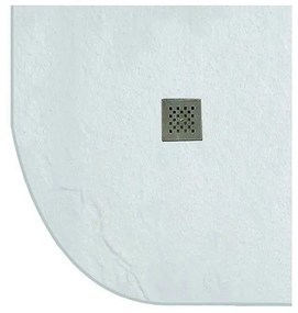 Kamalu - Piatto doccia semicircolare 90x90cm effetto pietra bianco