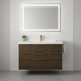 Mobile da bagno sospeso sotto lavabo L 120 x H 84 x P 48 cm noce lucido, 3 cassetti SENSEA Neo Frame
