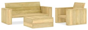 Set Divani da Giardino 3 pz in Legno di Pino Impregnato