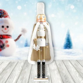 Schiaccianoci di Natale 50cm in legno Soldato di colore bianco e oro Wisdom