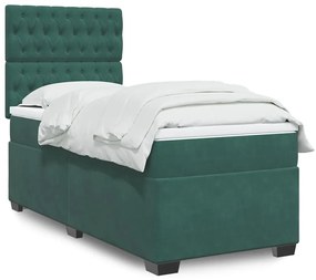 Giroletto A Molle Con Materasso Verde Scuro 90x190 Cm Velluto /