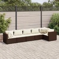 Set Mobili da Giardino 6pz con Cuscini in Polyrattan Marrone 3308105