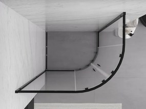 Mexen Exo-S Duo cabina doccia semicircolare asimmetrica scorrevole 90 x 80 cm, trasparente, nera - 8132-090-080-70-00