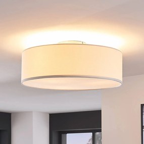 Plafoniera soffitto Sebatin Lindby, dimmerabile, Bianco / Opale, Camera da letto, Tessuto / Stoffa / Seta, Moderno, Plafoniera