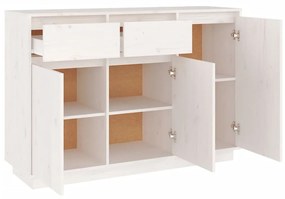 Credenza bianca 110x34x75 cm in legno massello di pino