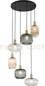 Lampadario a sospensione egadi nero e smoke e ambra e trasparente i...