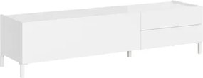 Porta TV in legno 160x40 cm con anta a ribalta e 2 cassetti Bianco Lucido HARAS