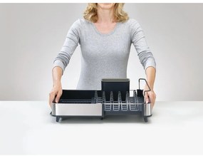 Set di scolapiatti e dispenser di sapone nero/argentato in plastica 36x32 cm Rethink Your Sink – Joseph Joseph