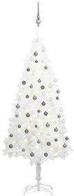 Albero di Natale Artificiale Preilluminato con Palline, Albero di Natale Preilluminato con Palline Bianco 180 cm II