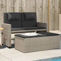 Panca Reclinabile Giardino con Cuscini Grigio Chiaro Polyrattancod mxl 88494