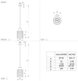 Lampadario Industrial Milligan Piccolo 1 Luce Acciaio Nero E Bianco