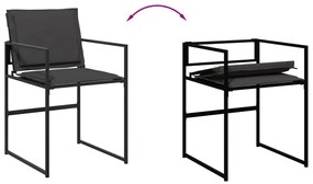 Set da pranzo da giardino 9 pz con cuscini nero in textilene