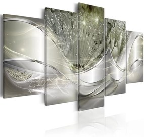 Quadro  Sparkling Dandelions (5 Parts) Green Wide  Colore Argento, Dimensioni e Misure 100x50