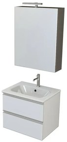 Mobile bagno sospeso 60 cm Master bianco opaco con specchio contenitore