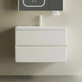 Mobile bagno 80 cm color bianco crema lavabo integrato | KAM-SM80 - KAMALU