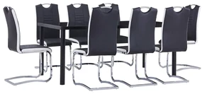 Set Sala Da Pranzo 9 Pz İn Similpelle Nero /