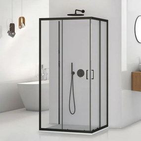 Box doccia 3 lati 80x120x80 cm nero opaco doppio scorrevole  Tay
