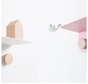 Mensola da parete in acciaio bianco con dettaglio in legno di quercia con 2 ganci , lunghezza 50 cm Hook - Gazzda