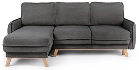 Divano letto variabile in velluto a coste grigio divano angolare Tori - Bonami Selection