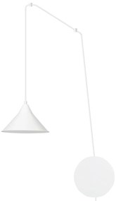 Sospensione Minimal 1 Luce Fujin In Acciao Bianco E Paralume A Cono