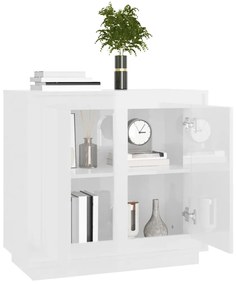 Credenza bianco lucido 80x34x75 cm in legno multistrato