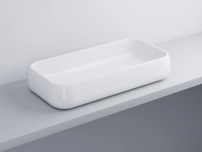 Cielo Shui Lavabo 80x40 da appoggio rettangolare senza troppopieno in ceramica bianco lucido