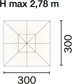 Ombrellone da Giardino 3x3 m Palo Ø48 mm in Legno Vorghini De Lux Ecrù...